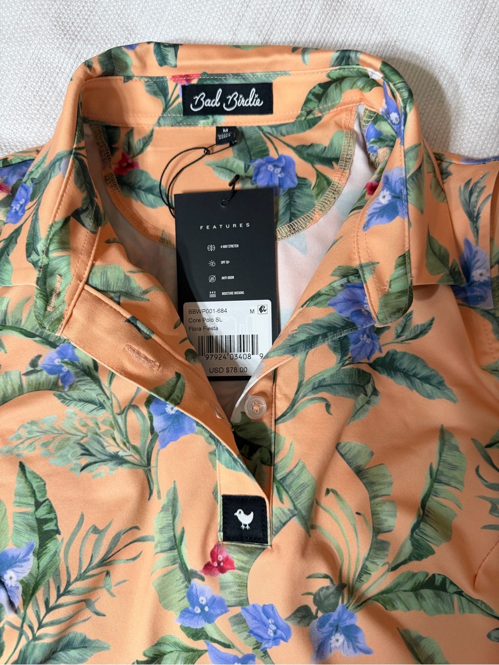 Bad Birdie Peach Tropical Floral Sleeveless Polo - Picture 2 of 6